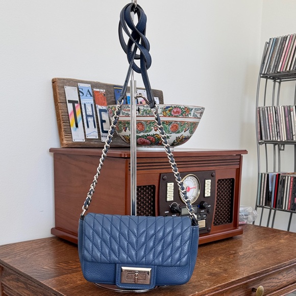 Karl Lagerfeld Handbags - Karl Lagerfeld Paris Agyness crossbody in marine blue pebbled leather, EUC
